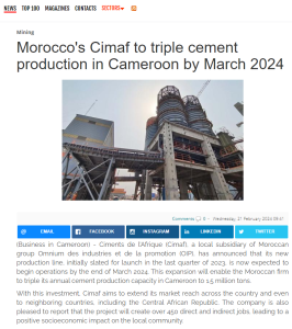 Cameroon will add 1.5 million tons of annual cement production capacity